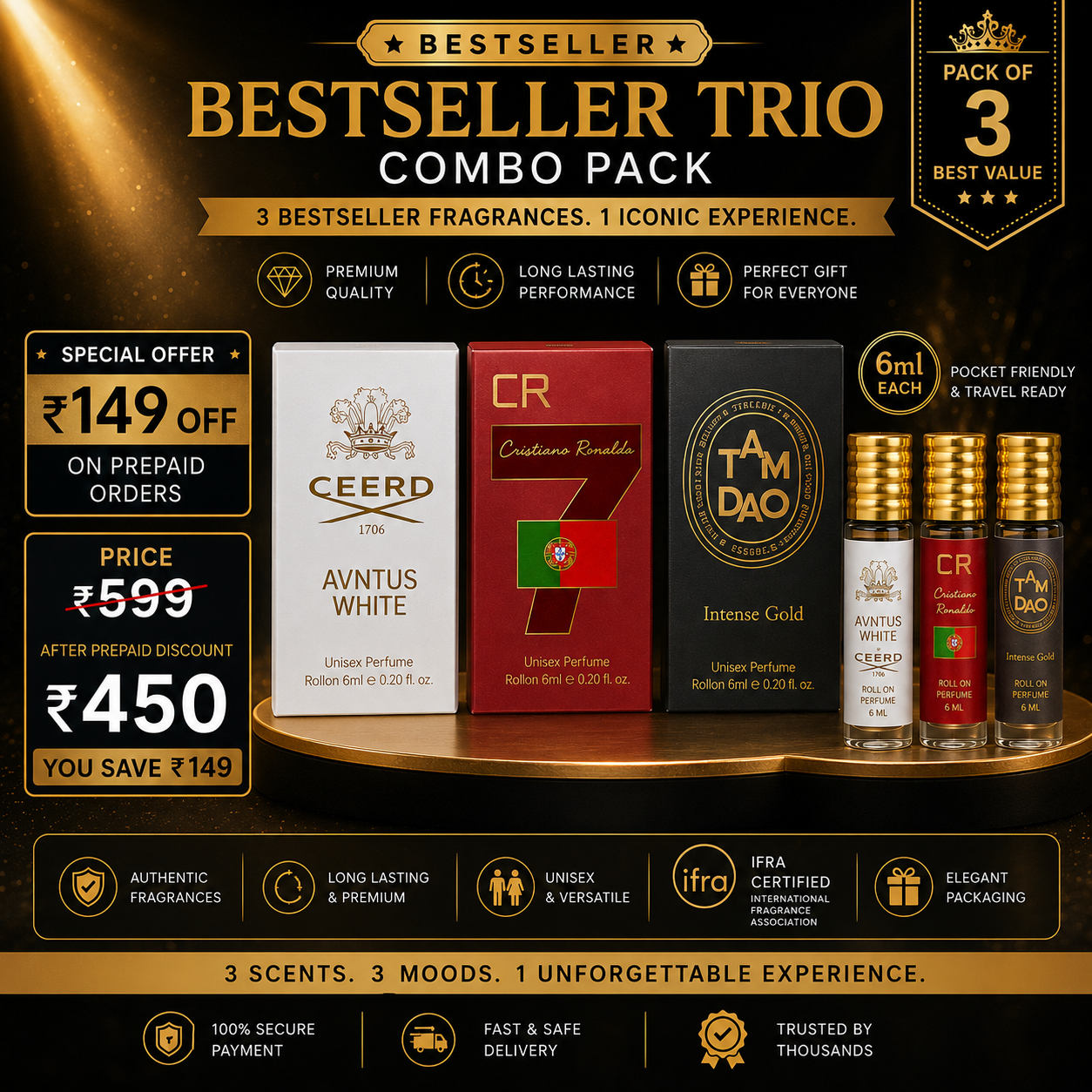 Bestseller Trio RollOns Combo Pack - Pack Of 3