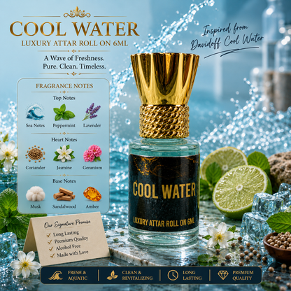 COOL WATER - 6ML Attar Roll On